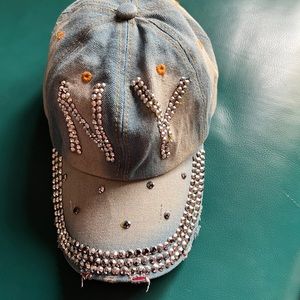 Denim bing bling hat